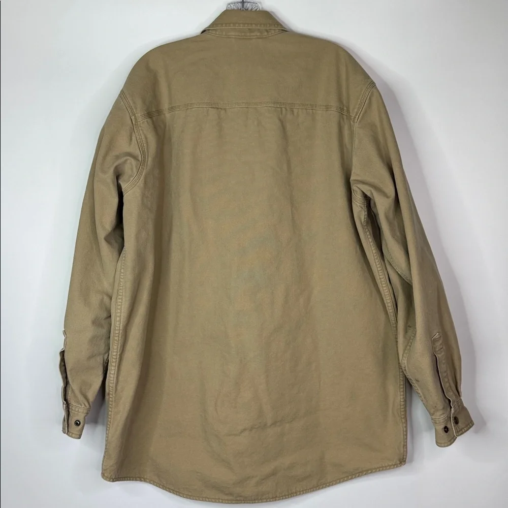 Vintage L.L. Bean Flannel Lined Button Up Canvas Shirt Jacket Large Tall Grunge